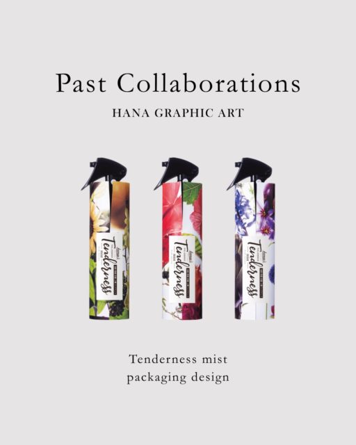 Past Collaboration
【Fragrance Mist × HANA GRAPHIC ART】

HANA GRAPHIC ARTをパッケージデザインに採用した
フレグランスミスト【Tenderness mist】が2022年に発売されました。

本作では、これまでの作品でも馴染み深い
ゼラニウムの香りも使用しています。
香りの選定からパッケージ構成、素材選びに至るまで、
制作の初期段階から深く関わったプロジェクトです。

香りとビジュアルが調和し、
HANA GRAPHIC ARTの世界観を
日常に取り入れ楽しめる作品となりました。

今後の作品・コラボレーションも、ぜひフォローしてご覧ください。

……………………………………..
#keitakawasaki #flowerart #modernart #現代アート #花のある暮らし